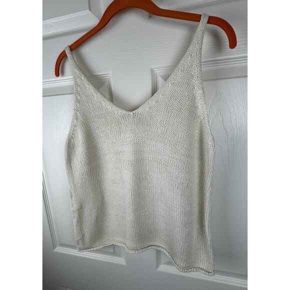 H&M Knit V-Neck Top, Sleeveless, Ivory, Sz: S, 50-19 - Picture 12 of 13